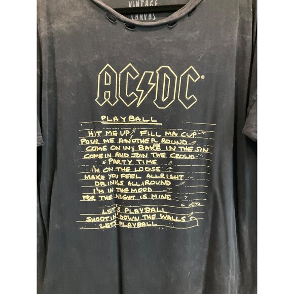 AC/DC Vintage Canvas Distressed T-Shirt Charcoal Gray S - Picture 2 of 5